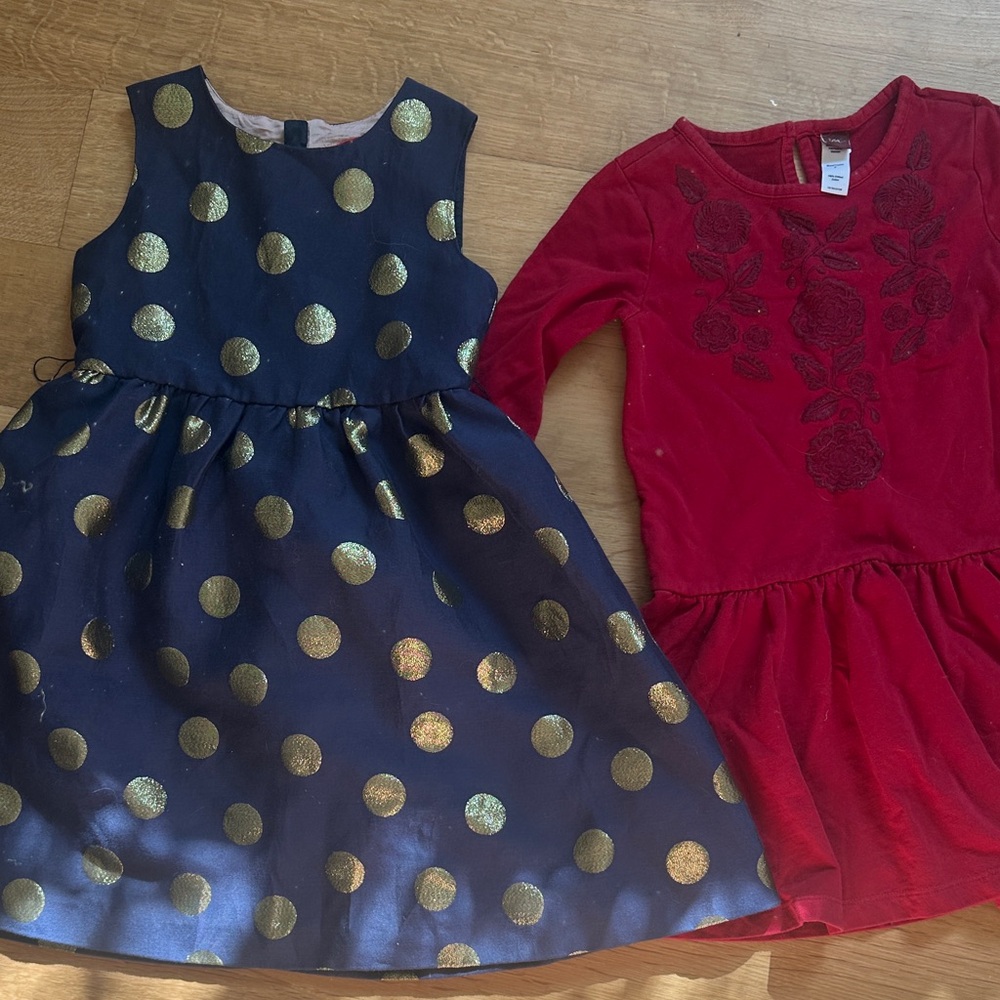 Boden Navy & Gold Dot & Tea Holiday Dresses